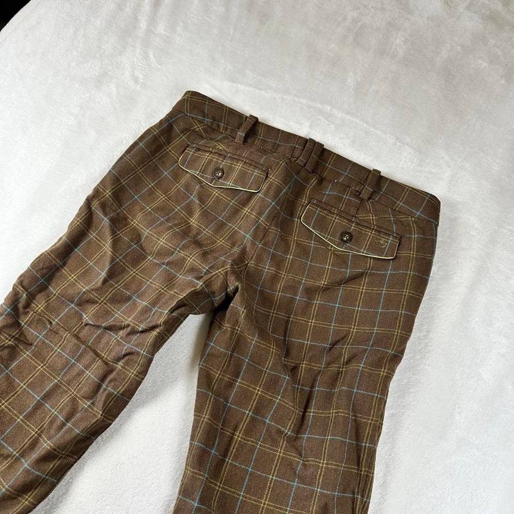 Abercrombie & Fitch brown teal plaid 100% wool capri slack pants y2k officesiren - Picture 2 of 6